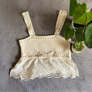 Zara coquette cream coloured tanktop with bow size small